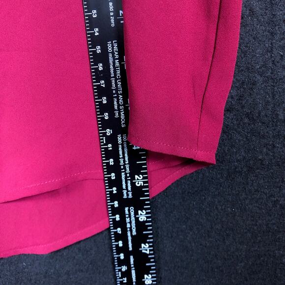 LOFT Womens Blouse Purple Long Sheer Sleeve Round Neck Stretch Small - Picture 7 of 10